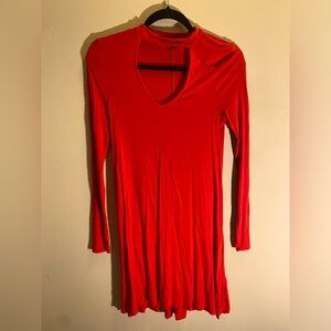 Cherry red long sleeve dress with cutout. Size XS